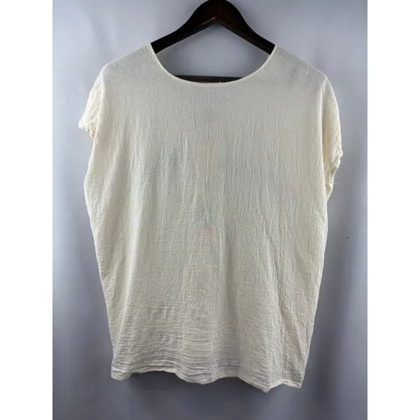 Women’s Handmade XL Cream Floral Embroidered Blouse - Image 4