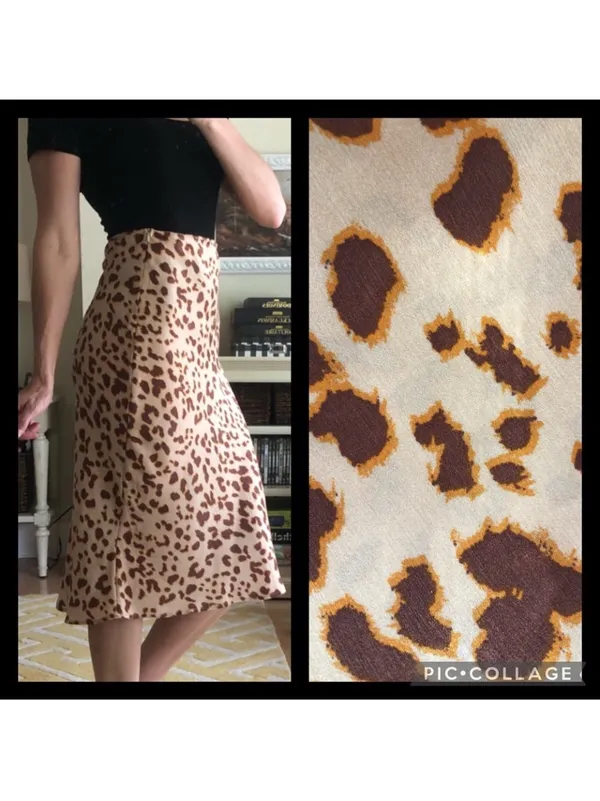 By Together Leopard Print A-Line Midi Skirt in Beige and Brown Size L - Image 2