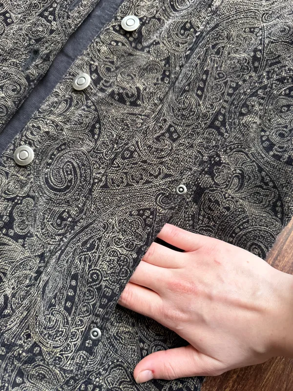Women’s Hannah Black and Brown Paisley Button Up Retro Corduroy Jacket - Size S - Image 11