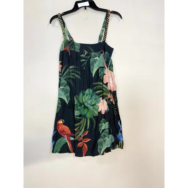 Farm Rio Midnight Macaw Fiesta Black Mini Dress XS - Image 3