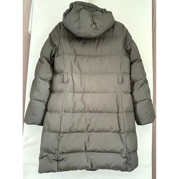 J.Crew Womens Long Puffer Coat Black Removable Hood‎ Quilted Parka Jacket - Image 2