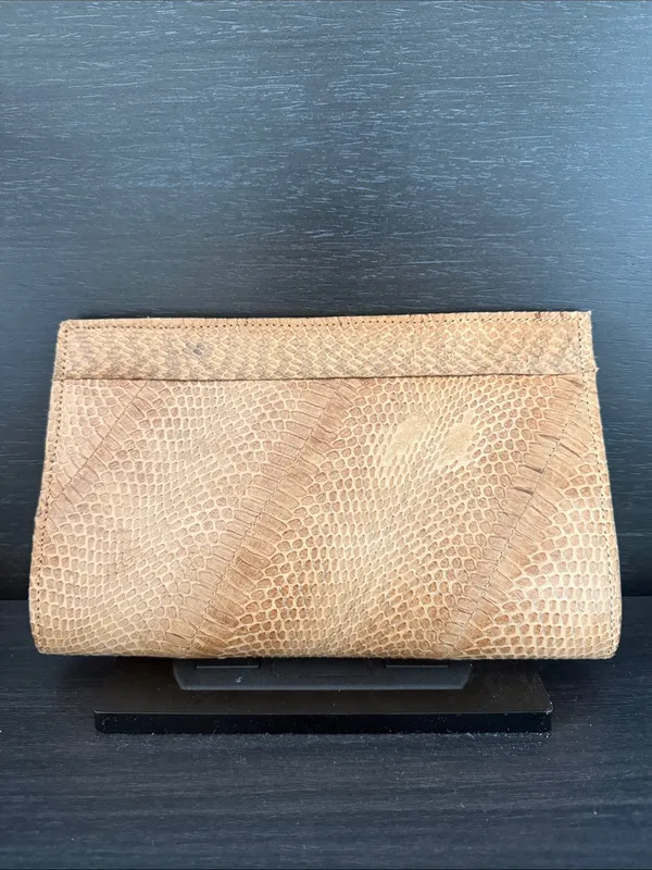 Tan Snakeskin Clutch Wallet - Image 2