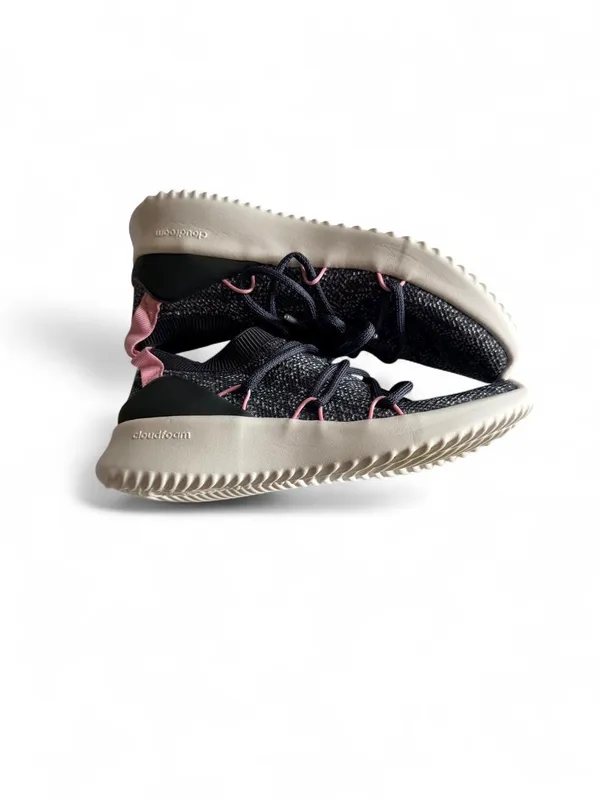 Adidas Cloudfoam Pure Grey Pink Knit Sneakers 6.5 - Like New - Image 3
