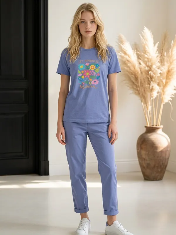 Gildan Women’s Violet Purple Premium Quality “ Let Kindness Bloom” T Shirt Sz XL - Image 2
