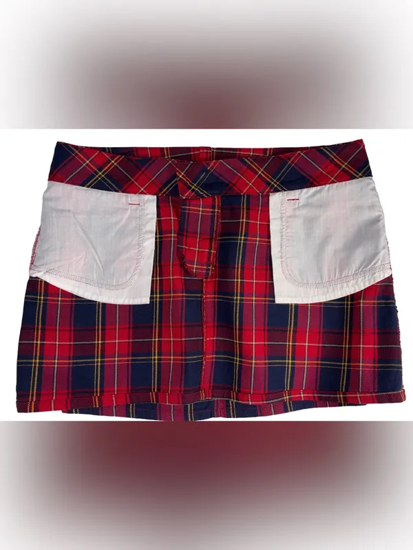Vintage 90s Abercrombie & Fitch Plaid Wool Blend Belted Mini Skirt Size 8 - Image 12
