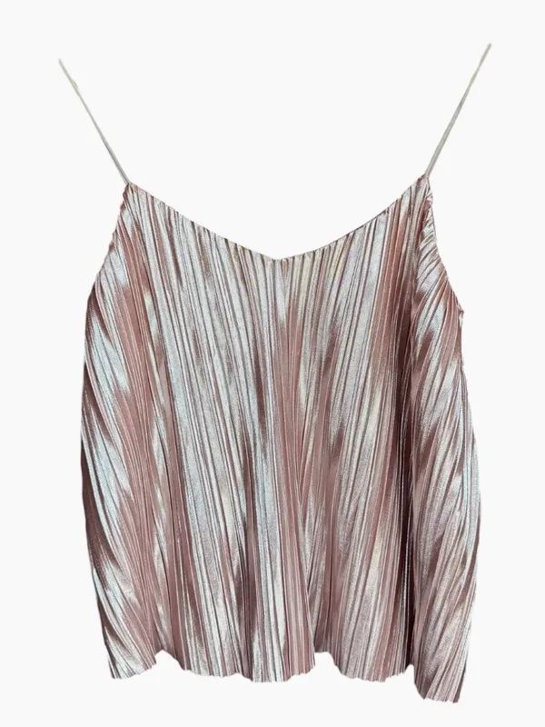 Anthropologie 4SI3NNA Metallic Pleated Lined Camisole Top Sz S‎ - Image 3