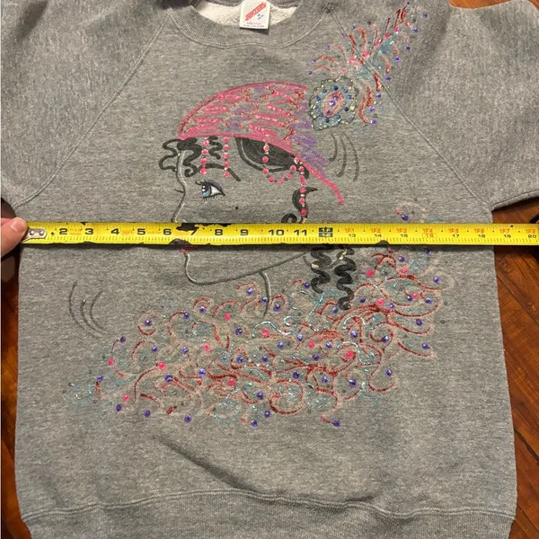 Vintage jerzees handprinted beaded art deco made usa sweatshirt size medium - Image 14