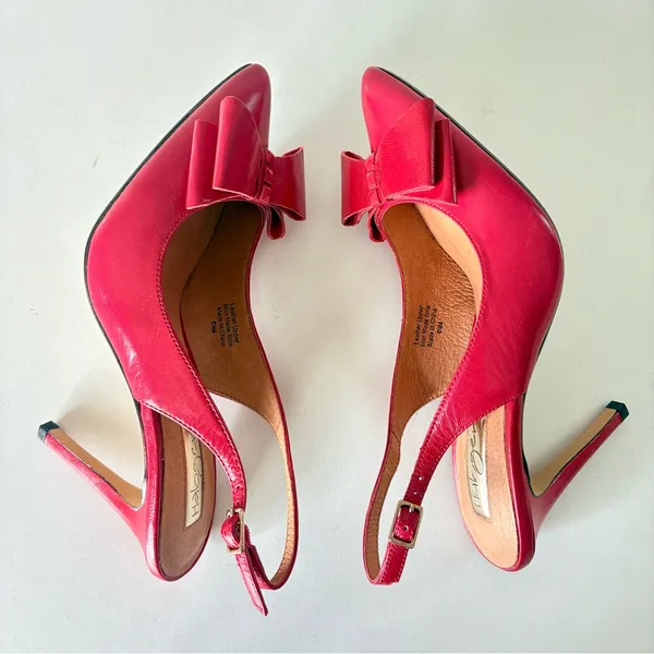 NOWT Halogen Red Leather Pumps 4” Heels Sling Back Y2K Shoes Women’s Size 6.5 M - Image 7