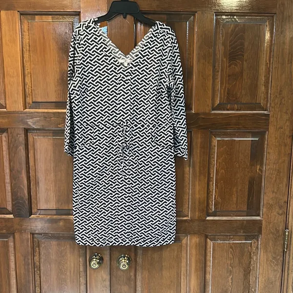 Peter Millar‎ Blue White Geometric Drawstring Beach Dress Cover Up Size Small - Image 4