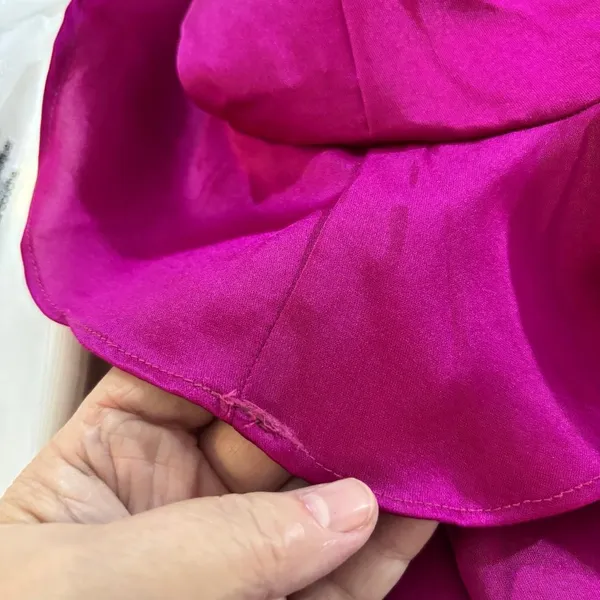 Lulus Fuchsia Pink Satin Ruffle Mini Dress Bell Sleeve Size L NWT Party Dress - Image 3