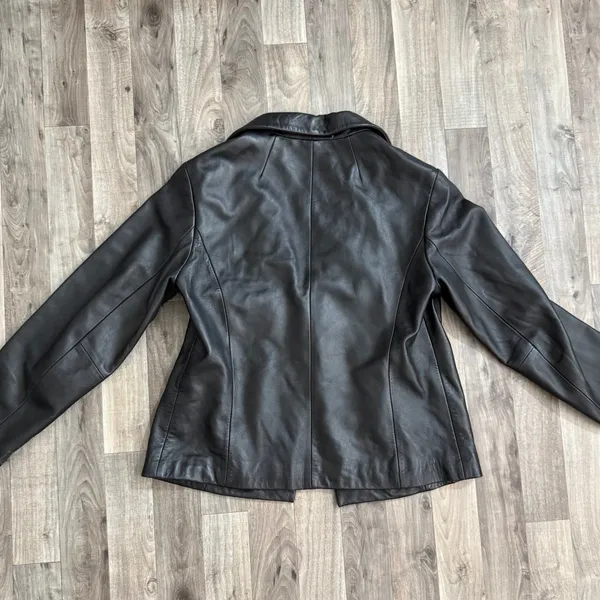 Vintage Jaclyn Smith retro y2k black Leather Blazer Jacket - Image 6