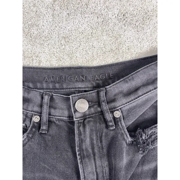 American Eagle Highest Rise 90's Boyfriend Jeans Women's‎ 6 Reg Black Distressed - Image 3