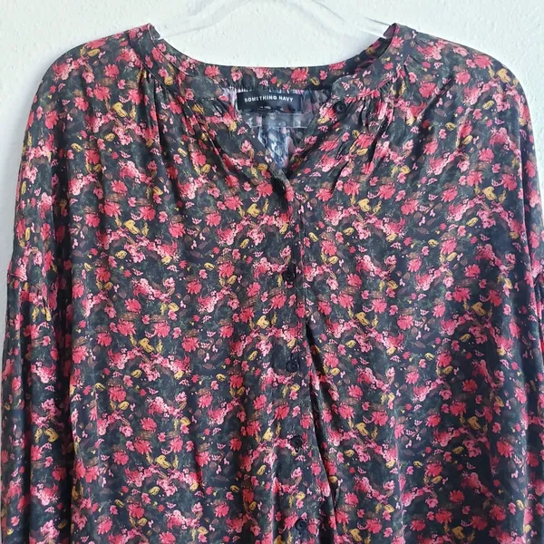 Something Navy Floral Long Sleeve Blouse - Image 3