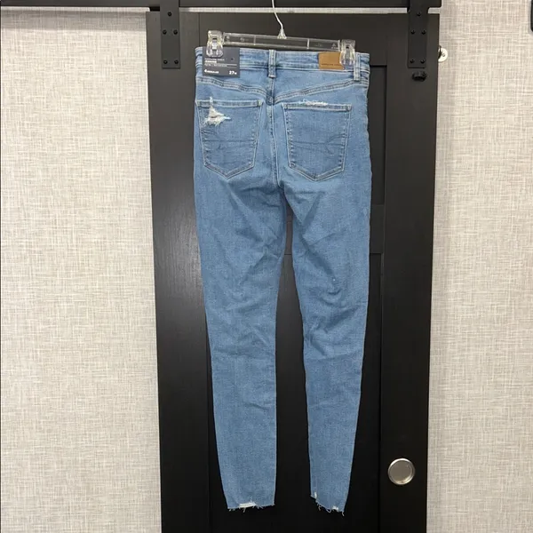 American Eagle Outfitters Blue Distressed high rise jeggings Jeans size 4 - Image 2