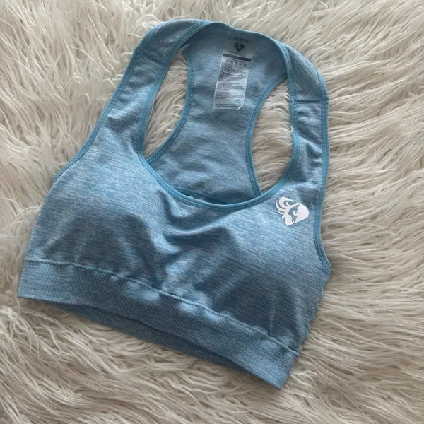 Women’s Best Move Seamless Sports Bra Blue Marl Size Medium - Image 5