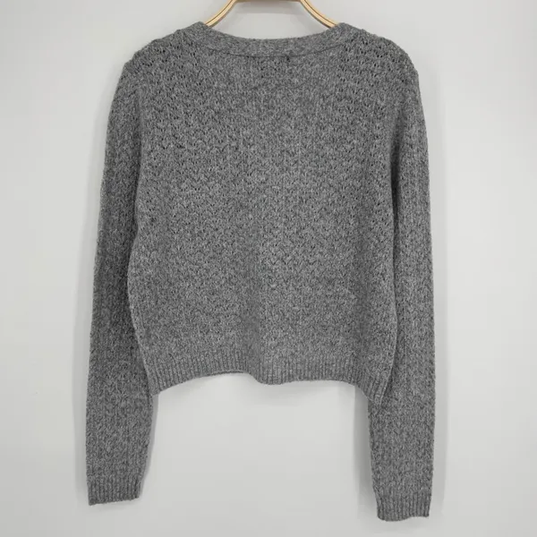Oak‎ & Trellis Front Bow Tie Sweater XL Gray Coquette Balletcore Pointelle Soft - Image 8