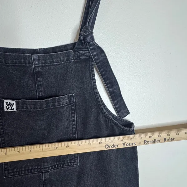 Lucy & Yak Women's Original Dungaree Black Organic Denim Overalls S/R - Image 5
