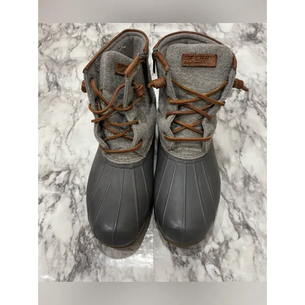 Sperry Saltwater Top-sided wool boot lace up grey gray size 10 winter rain - Image 2