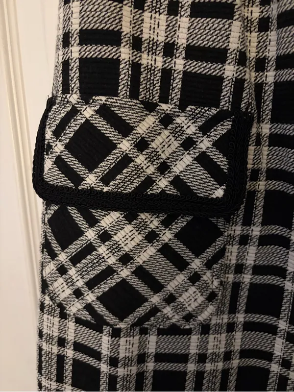Andrew Marc Black and White Plaid Sleeveless A-Line Dress - Image 2