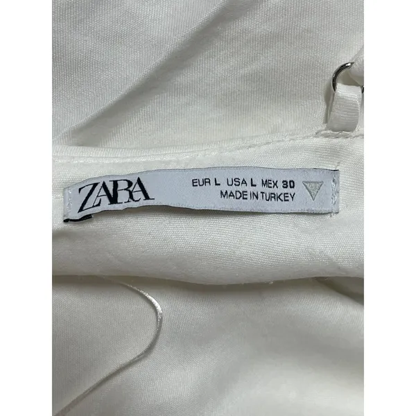 Zara Womens White Sleeveless Cowl Neck Adjustable Cami Camisole Tank Top Size L - Image 3