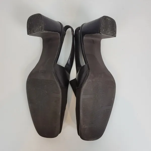 Bass Womens‎ Shoes Size 8.5 Brown Y2K Block Heel Sling Back Closed Square Toe - Image 2