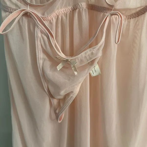 Jessica Simpson Peach Coral Pink Lace Chemise Slip with matching Panties L-36C - Image 4