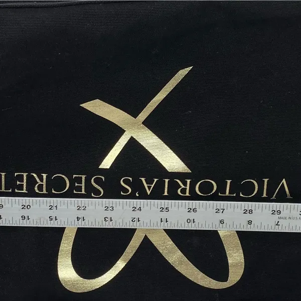 Victoria's Secret Heart Logo Black Gold Sparkle Canvas Tote Bag. - Image 6