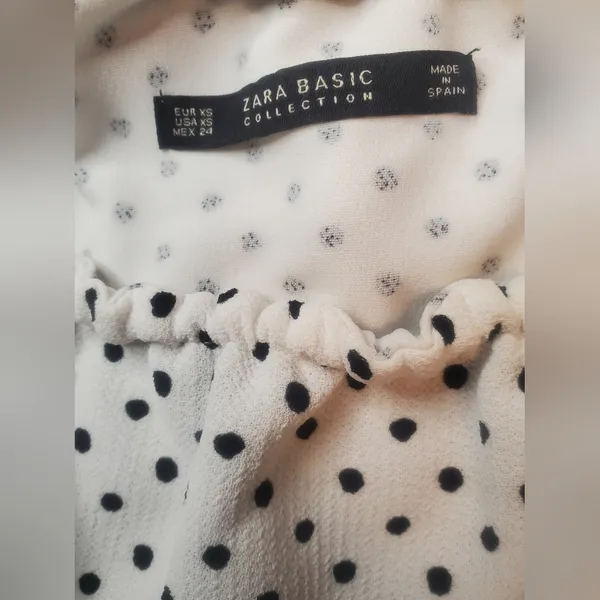 ZARA Collection Polka Dot Off-Shoulder Mini Dress Size: XS - Image 6
