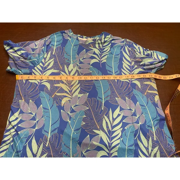 Realtree Fishing XL Tropical Leaf Print UPF Performance Shirt Blue Swim Boat - Image 8