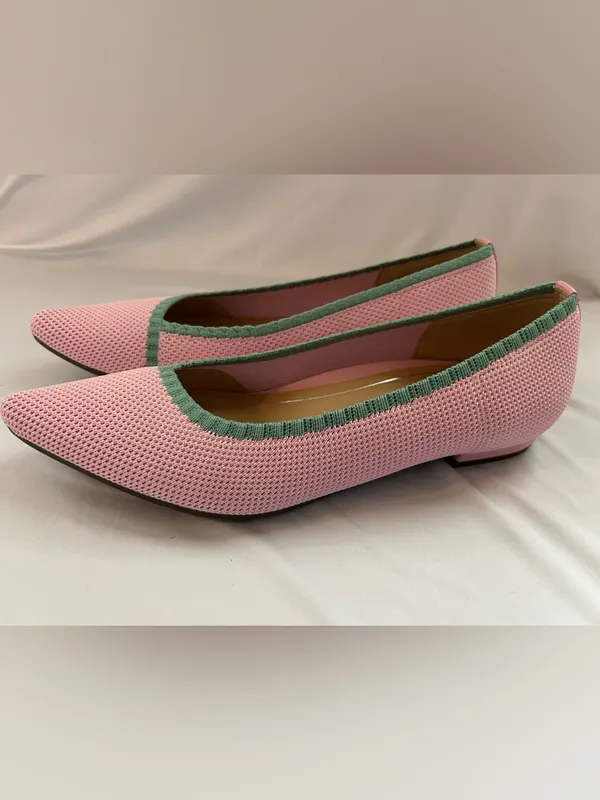 Vionic Dahlia Pink Knit Ballet Flats with Green Trim 9 - Image 3