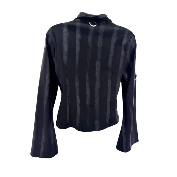 Killstar Black Shadow Stripe D-Ring Gothic Cropped‎ Blazer Jacket Womens Large - Image 4