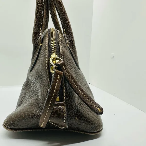 Vintage Dooney & Bourke Chocolate Brown Dome Zipper Closure Satchel Size Small - Image 4