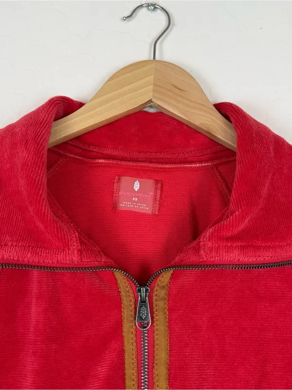 Free People Movement Friday Love Pullover Red Velour - Image 3
