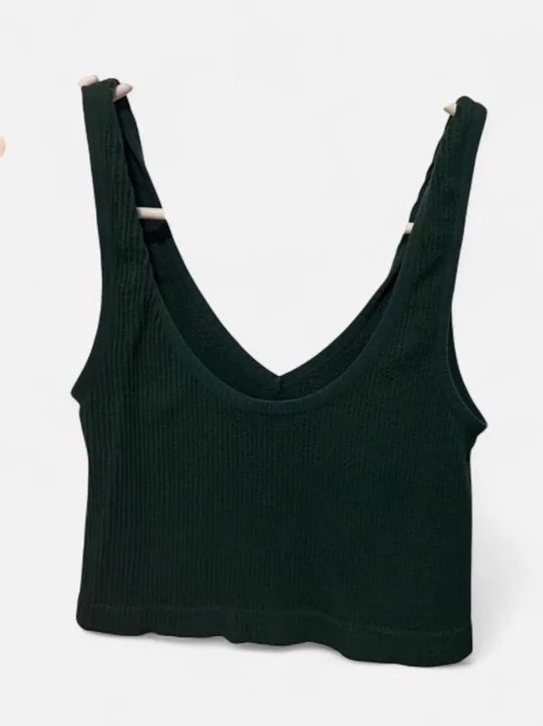 Urban Outfitters Dark green ribbed knit crop top #ribbed #basics - Image 2