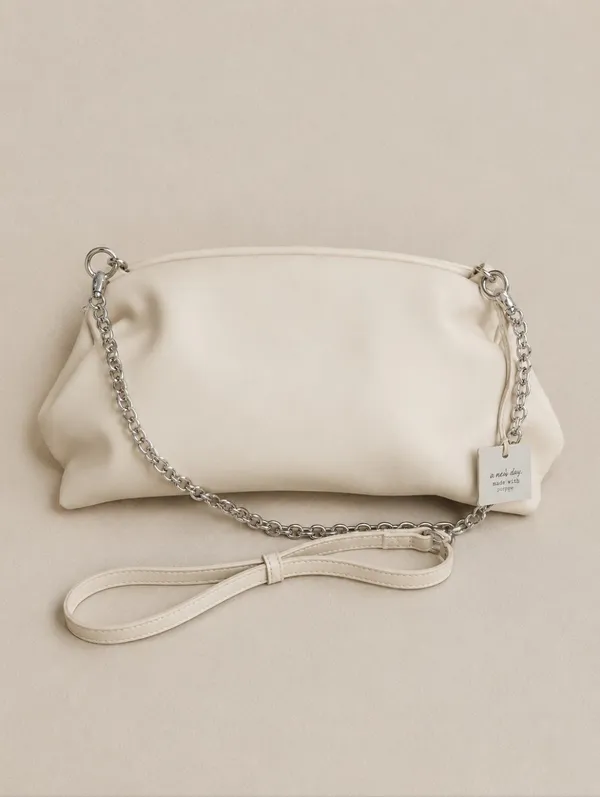 A New Day Women Mini Slouchy Dumpling Crossbody Bag Cream OS Minimalist Pouch - Image 2