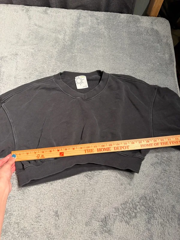 Aerie offline Cropped Crewneck Sweatshirt charcoal small - Image 4