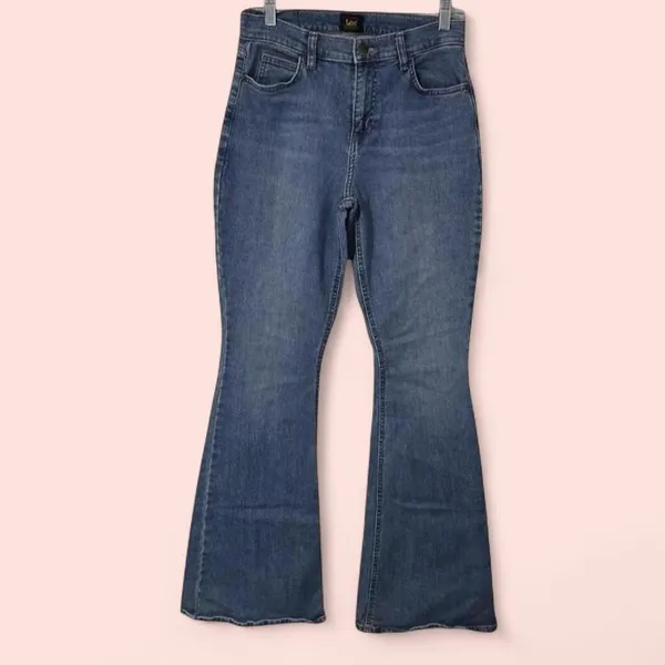 Women's Vintage Lee Y2K Flare Jeans Medium Wash 6 Medium - Image 5