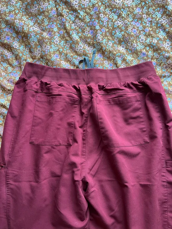 Wine red woman’s scrub set with jogger pants - Image 6
