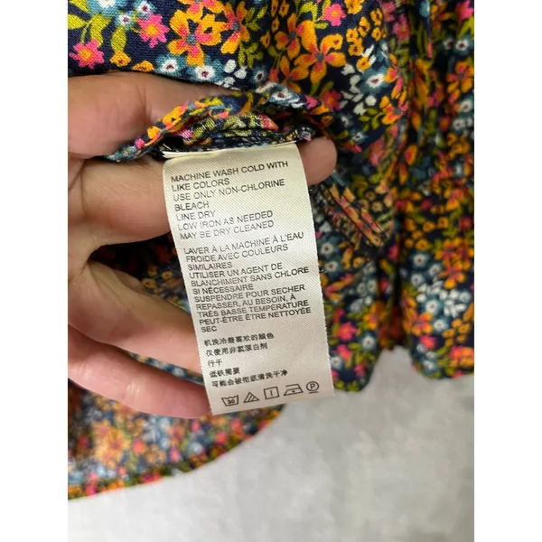 Free People Floral‎ Peplum Blouse Women's Small Puff Sleeve Button Front Boho - Image 6