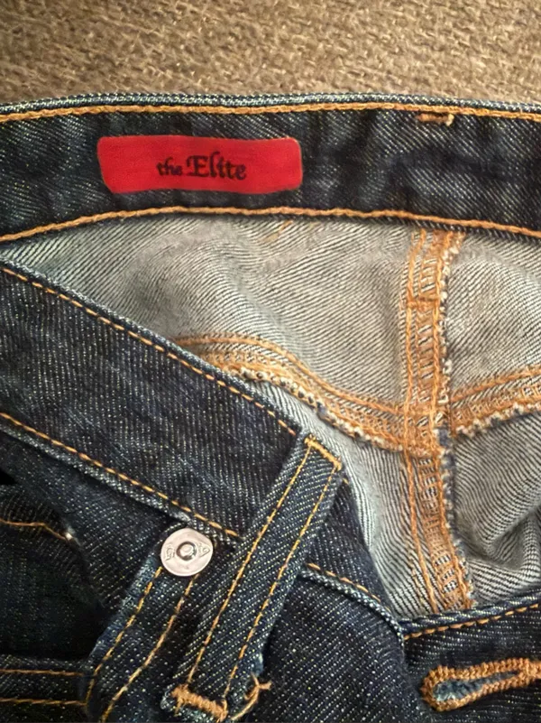 Ag Adriano Goldschmied Indigo Denim Jeans with Red Tag Trim - Image 2