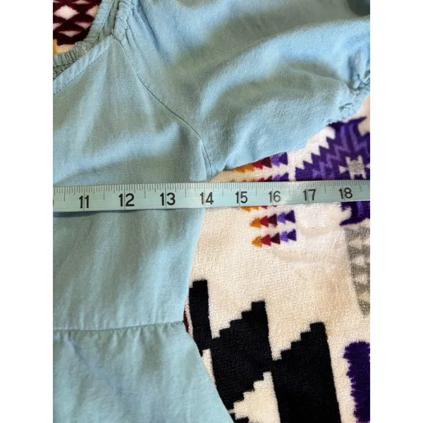 Jopna Blue Midi Short Puff Sleeves Dress Size M Smocked Back Tie‎ Front Lined - Image 7