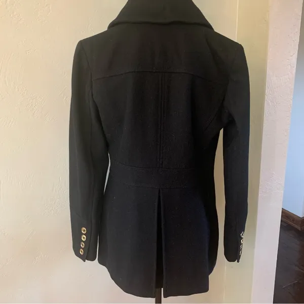 Micheal Kors Black Double-breasted Pea Coat Size 4 - Image 4