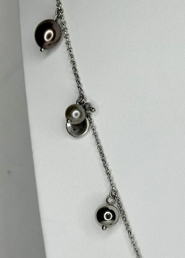 Chico's Cluster Beaded Pendant Silver Tone Long Necklace ✨ - Image 6