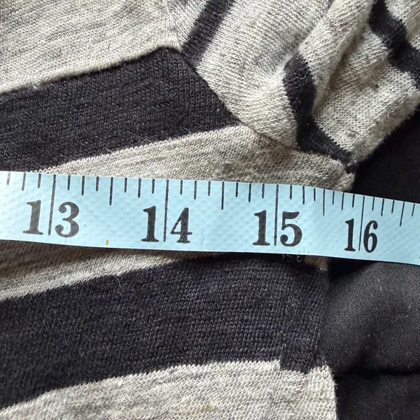 Madewell Women Medium Grey Black Striped Long‎ Sleeve Crew Neck T-Shirt Knit Top - Image 5