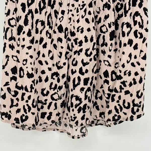 Savanna Jane Leopard Print Floral Embroidered Boho‎ Top Small Tan Black Rose - Image 9