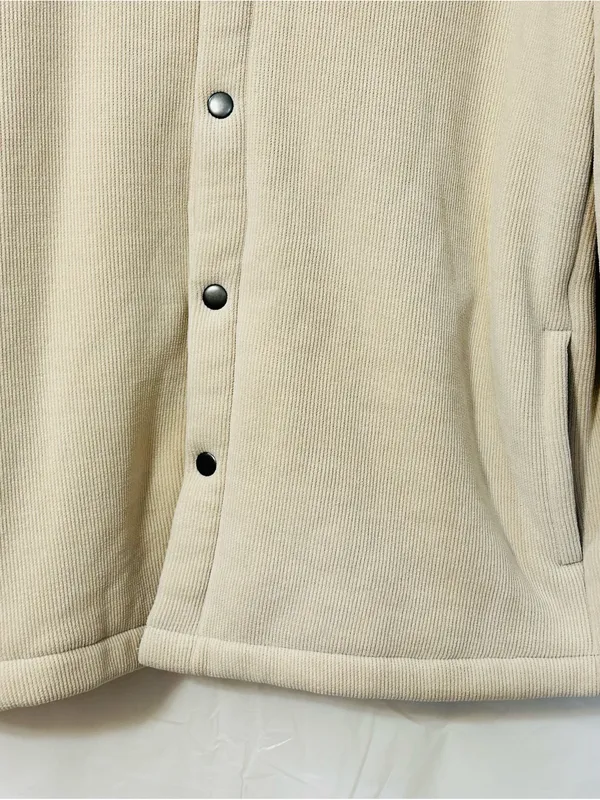 Cozy Neutral Teddy Jacket with Snap Front Tan Size M - Image 8