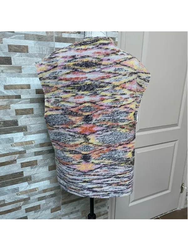 Free PEOPLE Layer Up Vest Wool and Sherpa Aztec print Reversible XS oversized - Image 13