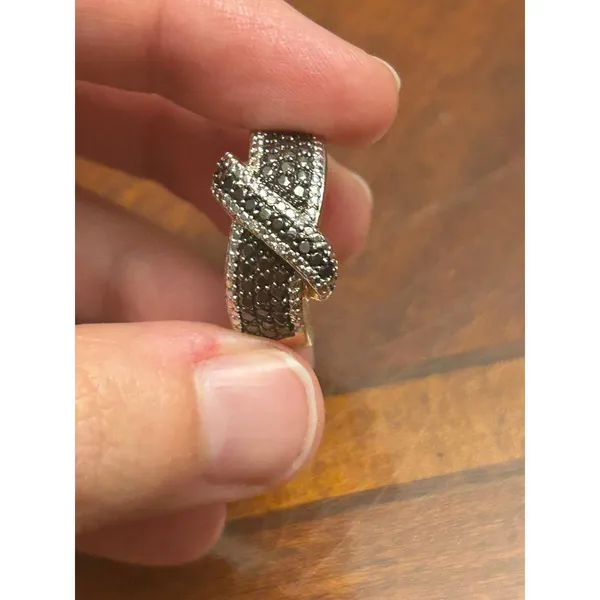 925 sterling silver gold tone 6.53g size 7 g86 ring band black white - Image 3