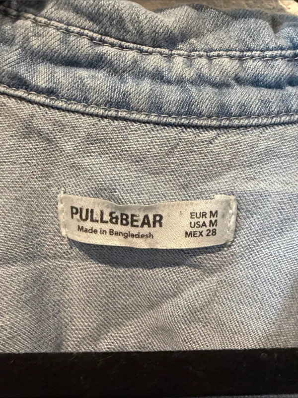 Pull&Bear Light Blue Denim Button - Image 2