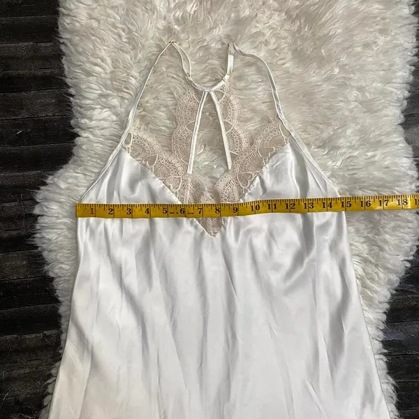 Flora Nikozi White Slip Dress Heart Lace Trim Open Back Flowy Coquette Fairy - Image 5